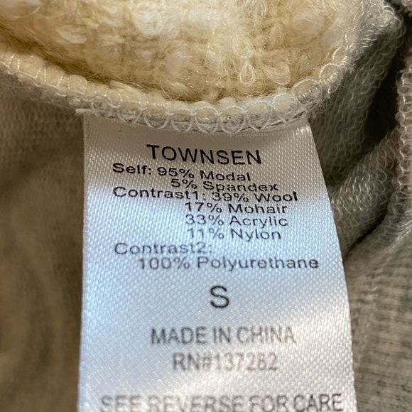 Townsen Mohair Wool Gray Ivory Color Block Sweatshirt Sweater size small - Picture 7 of 8